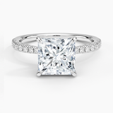 Freesia 2mm Diamond Engagement Ring with a Princess cut diamond in white gold — top view