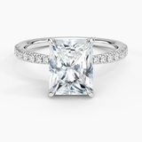 Freesia 2mm Diamond Engagement Ring with a Radiant cut diamond in white gold — top view