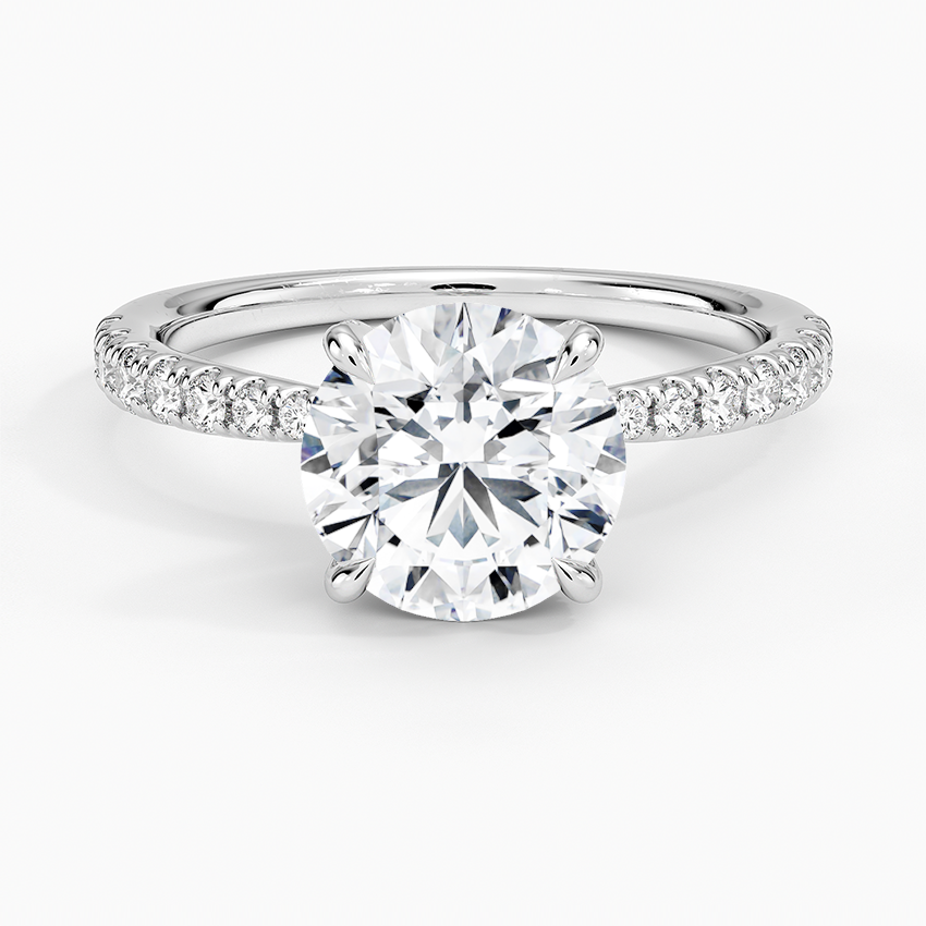 Freesia 2mm Diamond Engagement Ring with a Round cut diamond in white gold — top view