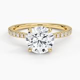 Freesia 2mm Diamond Engagement Ring with a Round cut diamond in yellow gold — top view