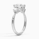 Selene Three Stone Diamond Engagement Ring with a Round cut diamond in white gold — side view