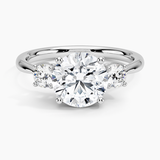 Selene Three Stone Diamond Engagement Ring with a Round cut diamond in white gold — top view