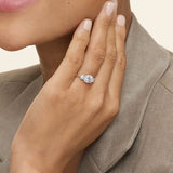 Selene Three Stone Diamond Engagement Ring in white gold