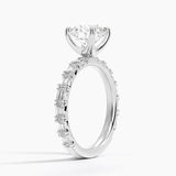 Nathalie Emerald-Cut Diamond Engagement Ring with a Round cut diamond in white gold — side view