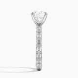 Nathalie Emerald-Cut Diamond Engagement Ring with a Round cut diamond in white gold — profile view