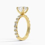 Nathalie Emerald-Cut Diamond Engagement Ring with a Round cut diamond in yellow gold — side view