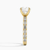 Nathalie Emerald-Cut Diamond Engagement Ring with a Round cut diamond in yellow gold — profile view