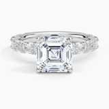 Nathalie Emerald-Cut Diamond Engagement Ring with a Asscher cut diamond in white gold — top view