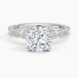 Nathalie Emerald-Cut Diamond Engagement Ring with a Cushion cut diamond in white gold — top view
