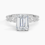 Nathalie Emerald-Cut Diamond Engagement Ring with a Emerald cut diamond in white gold — top view