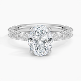 Nathalie Emerald-Cut Diamond Engagement Ring with a Oval cut diamond in white gold — top view