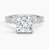 Nathalie Emerald-Cut Diamond Engagement Ring with a Princess cut diamond in white gold — top view