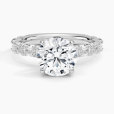 Nathalie Emerald-Cut Diamond Engagement Ring with a Round cut diamond in white gold — top view