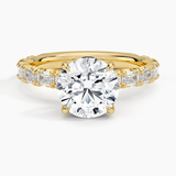 Nathalie Emerald-Cut Diamond Engagement Ring with a Round cut diamond in yellow gold — top view
