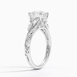 Begonia Vine Diamond Engagement Ring with a Round cut diamond in white gold — side view