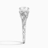 Begonia Vine Diamond Engagement Ring with a Round cut diamond in white gold — profile view
