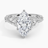 Begonia Vine Diamond Engagement Ring with a Marquise cut diamond in white gold — top view
