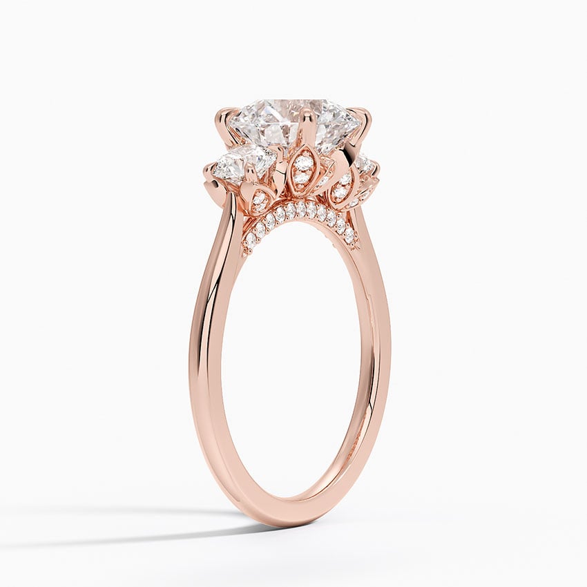 Petal Three Stone Diamond Engagement Ring