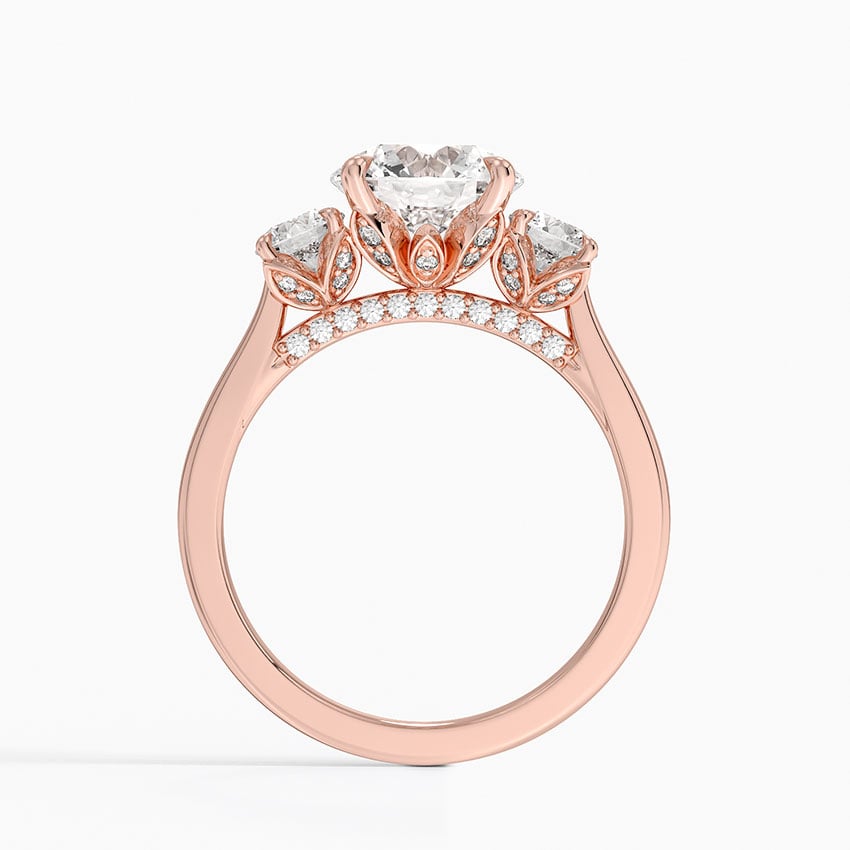 Petal Three Stone Diamond Engagement Ring