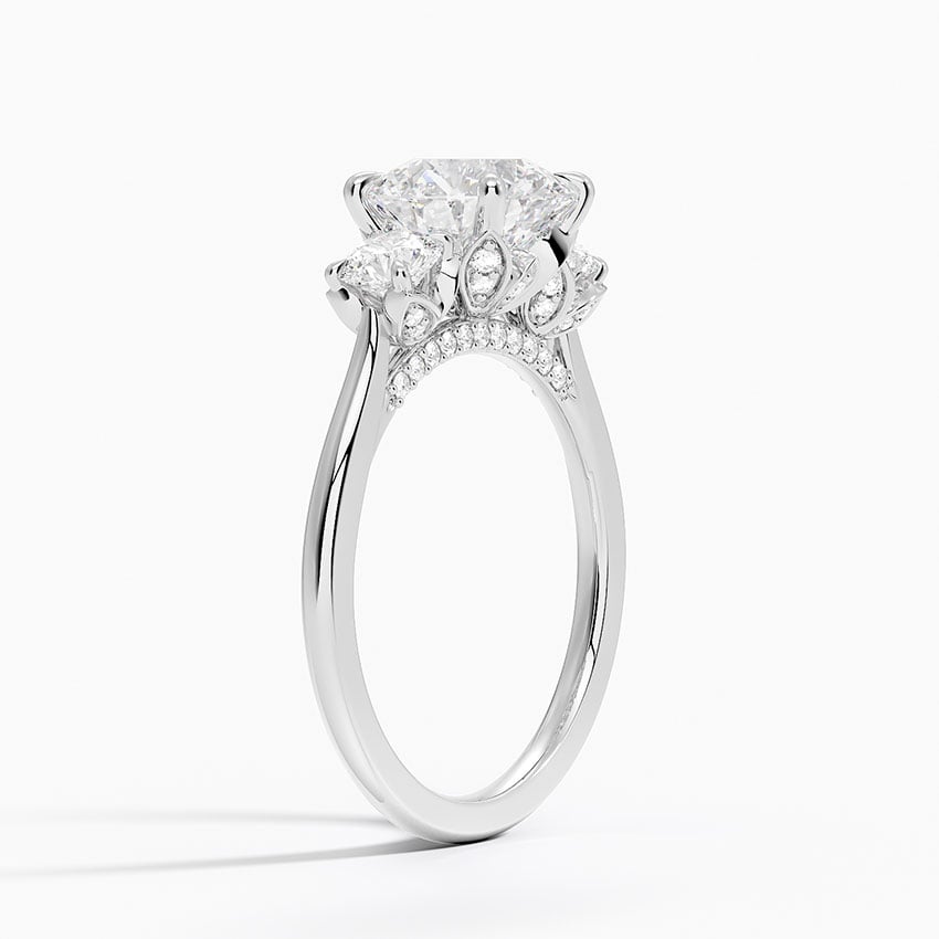 Petal Three Stone Diamond Engagement Ring