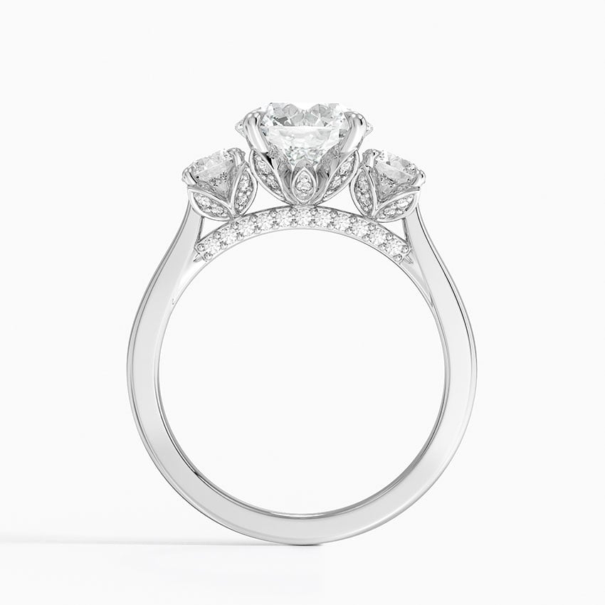 Petal Three Stone Diamond Engagement Ring