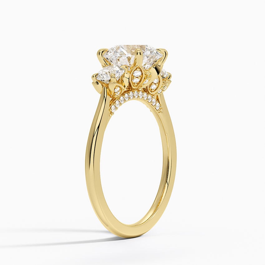 Petal Three Stone Diamond Engagement Ring