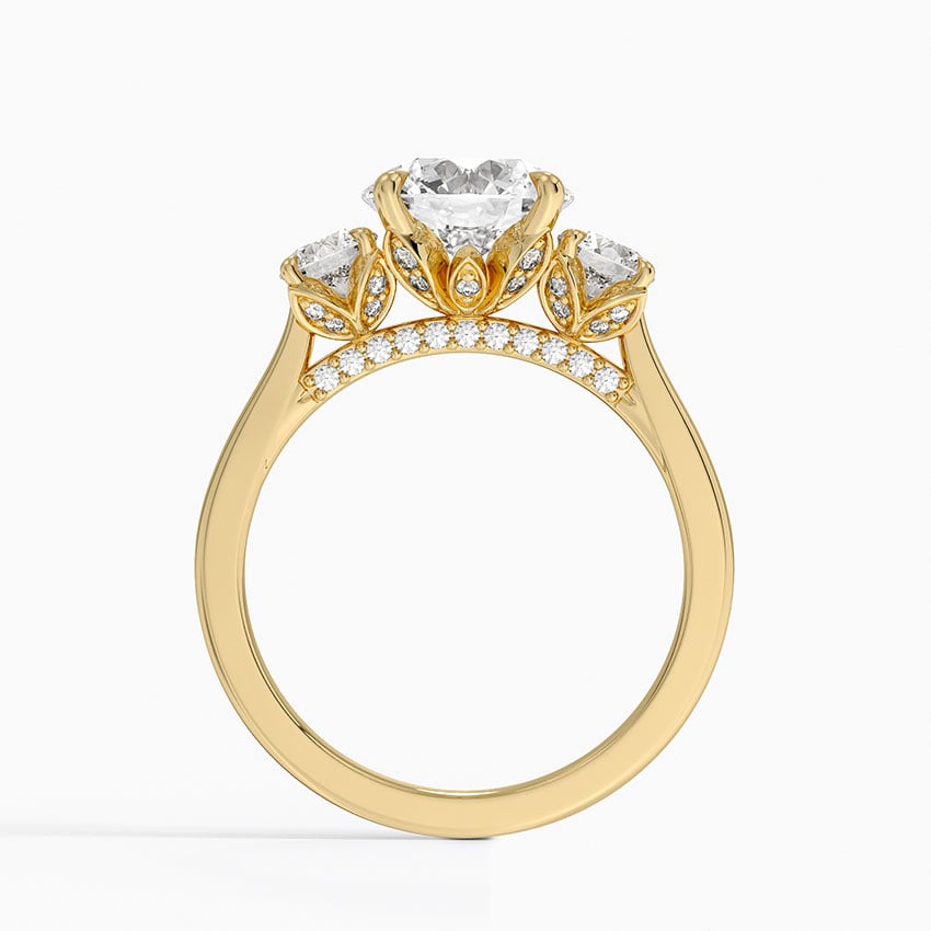 Petal Three Stone Diamond Engagement Ring