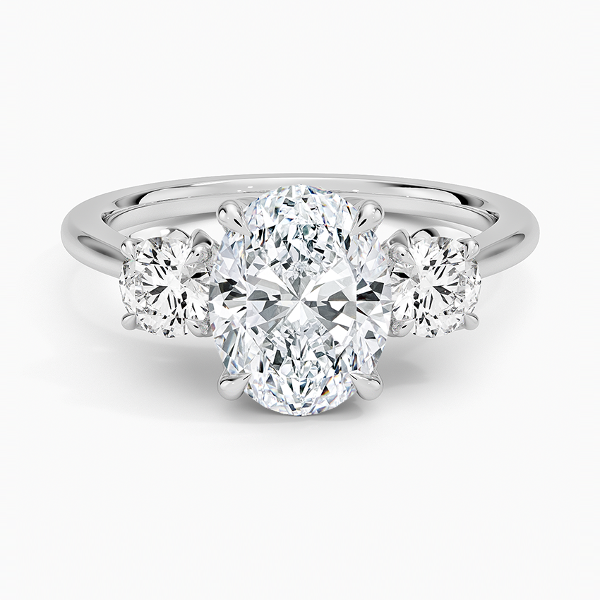 Petal Three Stone Diamond Engagement Ring