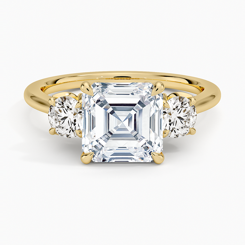 Petal Three Stone Diamond Engagement Ring