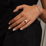 Petal Three Stone Diamond Engagement Ring in yellow gold