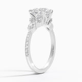 Luxe Nadia Pavé Diamond Engagement Ring with a Round cut diamond in white gold — side view