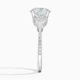 Luxe Nadia Pavé Diamond Engagement Ring with a Round cut diamond in white gold — profile view