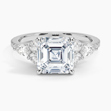 Luxe Nadia Pavé Diamond Engagement Ring with a Asscher cut diamond in white gold — top view