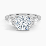 Luxe Nadia Pavé Diamond Engagement Ring with a Cushion cut diamond in white gold — top view