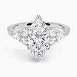 Luxe Nadia Pavé Diamond Engagement Ring with a Marquise cut diamond in white gold — top view
