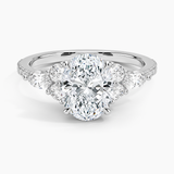 Luxe Nadia Pavé Diamond Engagement Ring with a Oval cut diamond in white gold — top view