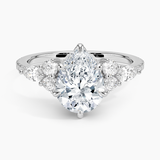 Luxe Nadia Pavé Diamond Engagement Ring with a Pear cut diamond in white gold — top view