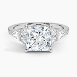 Luxe Nadia Pavé Diamond Engagement Ring with a Princess cut diamond in white gold — top view