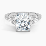 Luxe Nadia Pavé Diamond Engagement Ring with a Radiant cut diamond in white gold — top view
