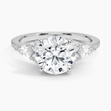 Luxe Nadia Pavé Diamond Engagement Ring with a Round cut diamond in white gold — top view