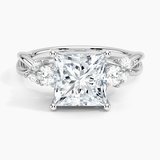 Willow Three Stone Diamond Engagement Ring with a Princess cut diamond in white gold — top view