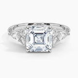 Luxe Nadia Diamond Engagement Ring with a Asscher cut diamond in white gold — top view