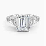 Luxe Nadia Diamond Engagement Ring with a Emerald cut diamond in white gold — top view