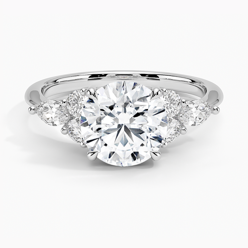 Luxe Nadia Diamond Engagement Ring with a Round cut diamond in white gold — top view