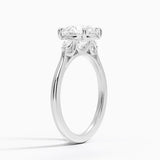 Aria Perfect Fit Three Stone Diamond Engagement Ring with a Round cut diamond in white gold — side view