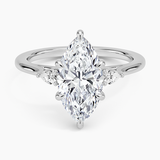 Aria Perfect Fit Three Stone Diamond Engagement Ring with a Marquise cut diamond in white gold — top view