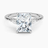 Aria Perfect Fit Three Stone Diamond Engagement Ring with a Radiant cut diamond in white gold — top view