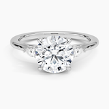 Aria Perfect Fit Three Stone Diamond Engagement Ring with a Round cut diamond in white gold — top view