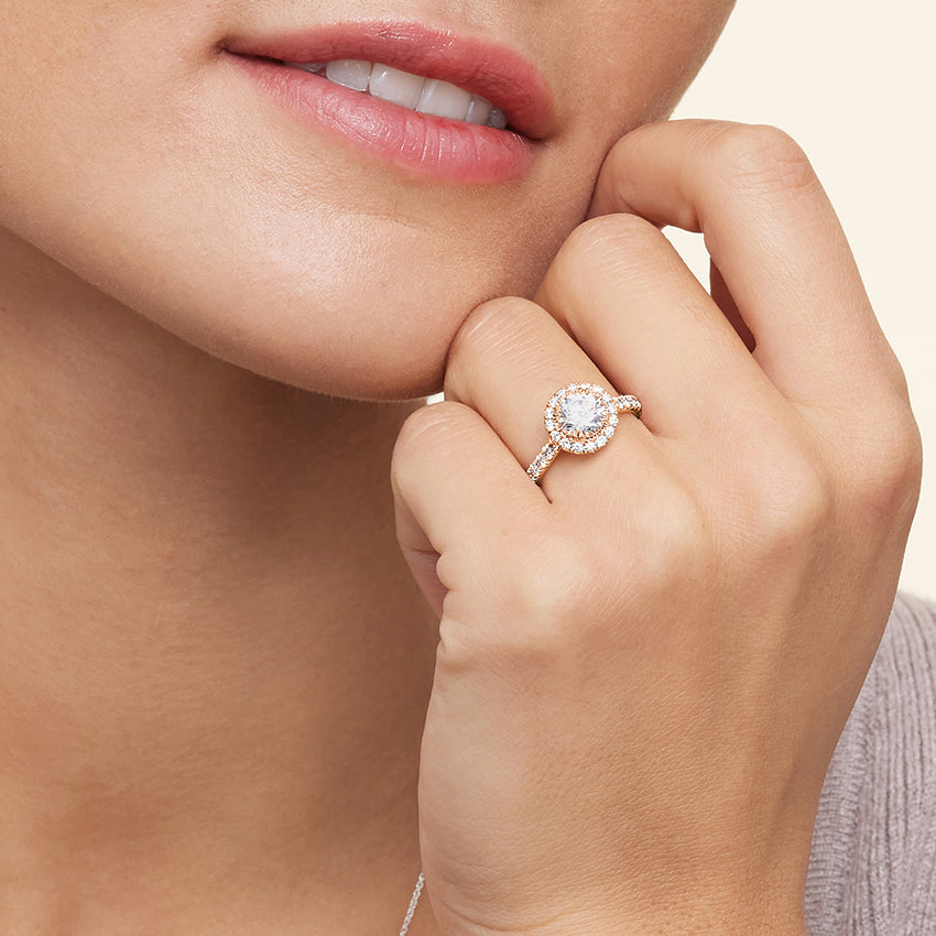 Sienna Halo Three-Quarter Coverage Diamond Engagement Ring