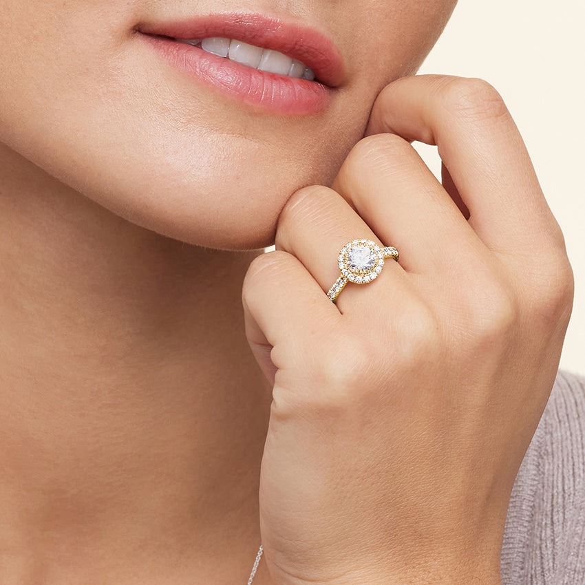 Sienna Halo Three-Quarter Coverage Diamond Engagement Ring